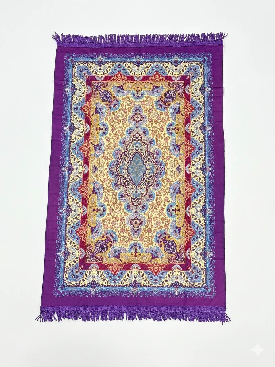 Classic Travel Prayer Mat with Carry Pouch D-2  - Lightweight Foldable Islamic Rug Sajjada Sajada Musalla Janamaz