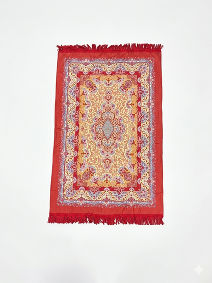 Classic Travel Prayer Mat with Carry Pouch D-2  - Lightweight Foldable Islamic Rug Sajjada Sajada Musalla Janamaz