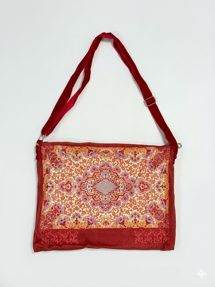 Classic Travel Prayer Mat with Carry Pouch D-2  - Lightweight Foldable Islamic Rug Sajjada Sajada Musalla Janamaz