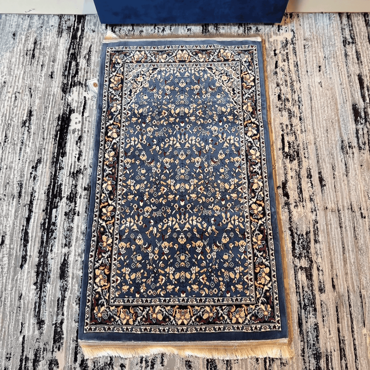 Al Haram Memory Foam Prayer Mat Blue