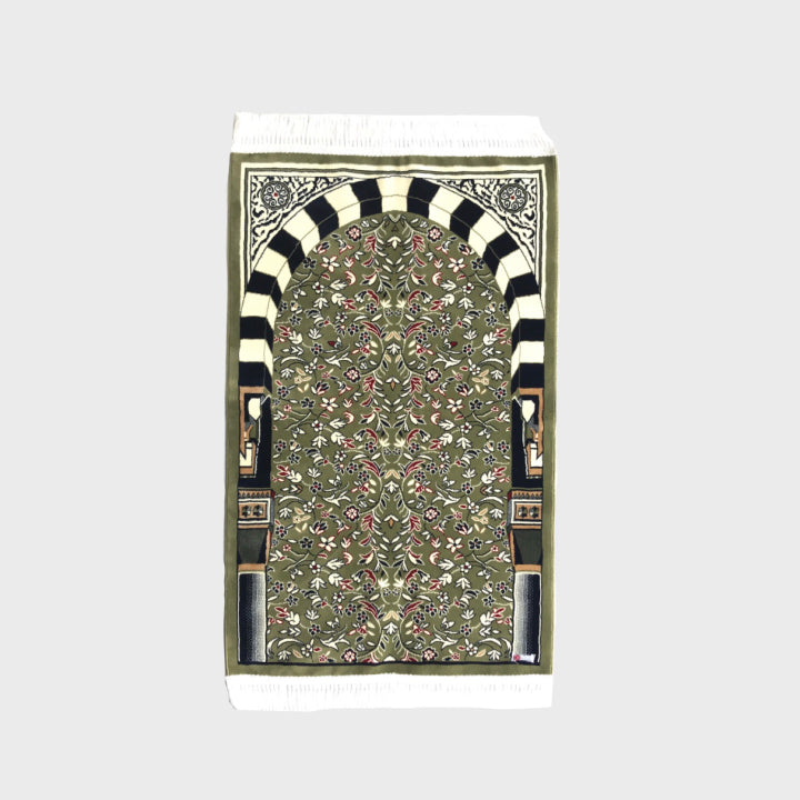 Al Rawdha Al Sharifa Prayer Mat - Green with Handbag