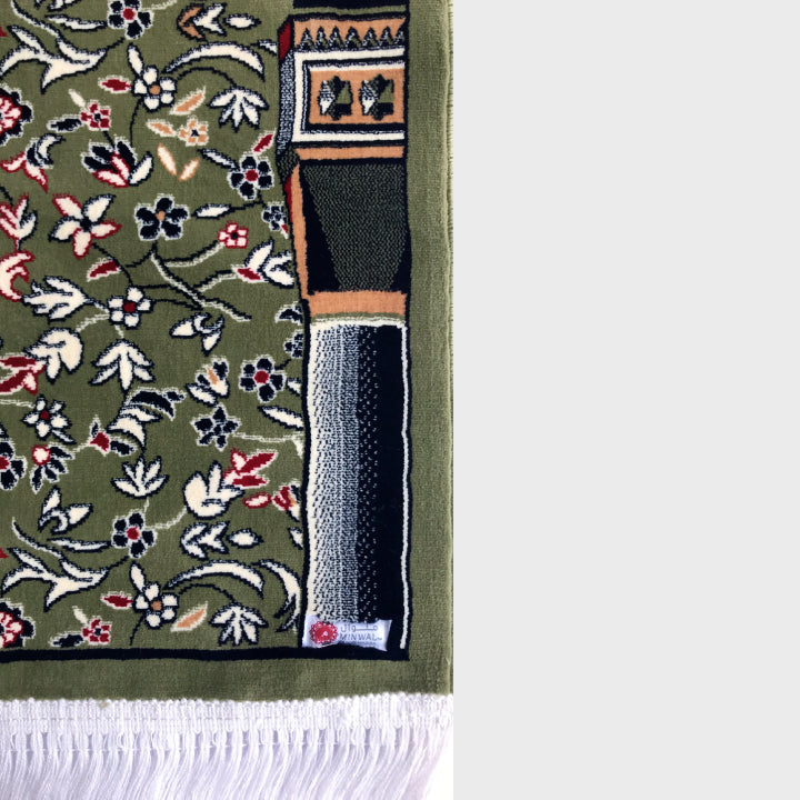 Al Rawdha Al Sharifa Prayer Mat - Green with Handbag