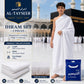 Al-Tayseer 2-piece white Ihram set for Hajj and Umrah made from soft, breathable woven fabric with premium tassels, 200 x 110 cm per sheet, total weight 700 g.