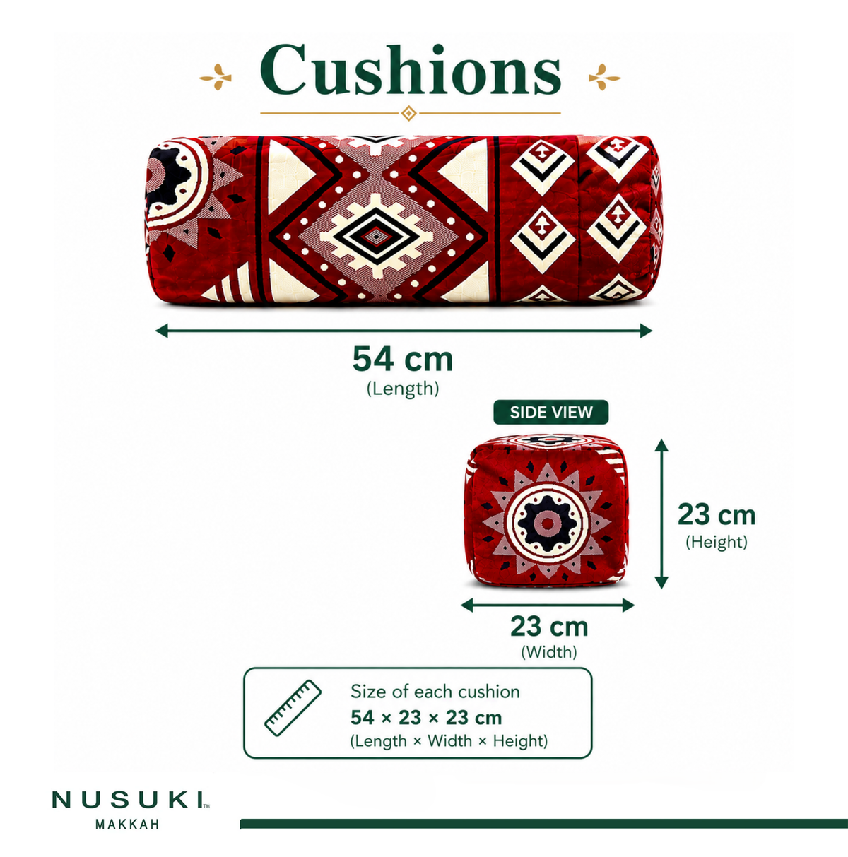 Nusuki Luxury Traditional Majlis Seating Set – 9 Piece Arabian Floor Seating Set