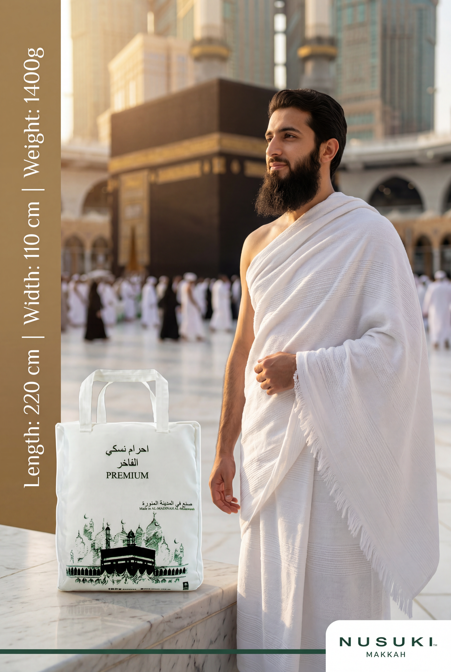 Nusuki Premium Ihram - Luxury Super Soft Comfortable 2 Sheets Un Stitched Breathable Ehram Ahram For Hajj & Umra