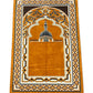 Minwal Salsabil Taiba XL prayer mat made in Madinah featuring the Green Dome of Masjid Nabawi, extra large Islamic prayer rug with hygienic sealed pouch.