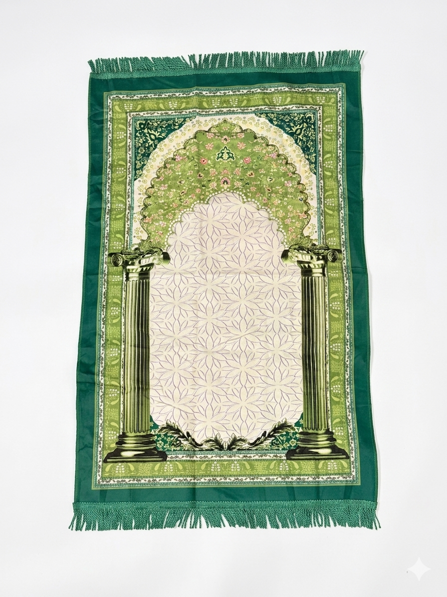 Classic Travel Prayer Mat with Carry Pouch D-1  - Lightweight Foldable Islamic Rug Sajjada Sajada Musalla Janamaz