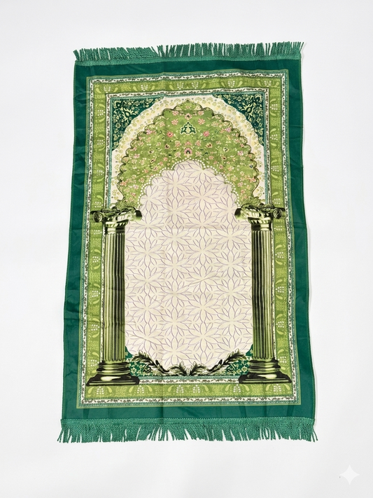 Classic Travel Prayer Mat with Carry Pouch D-1  - Lightweight Foldable Islamic Rug