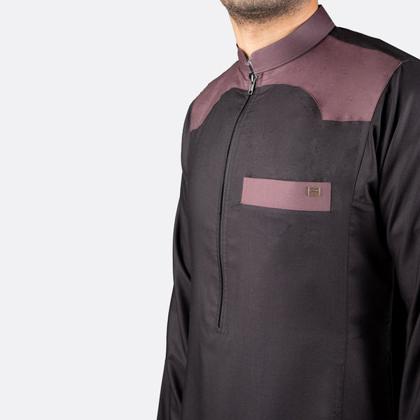 Nusuki Modern Casual Thobe - Black