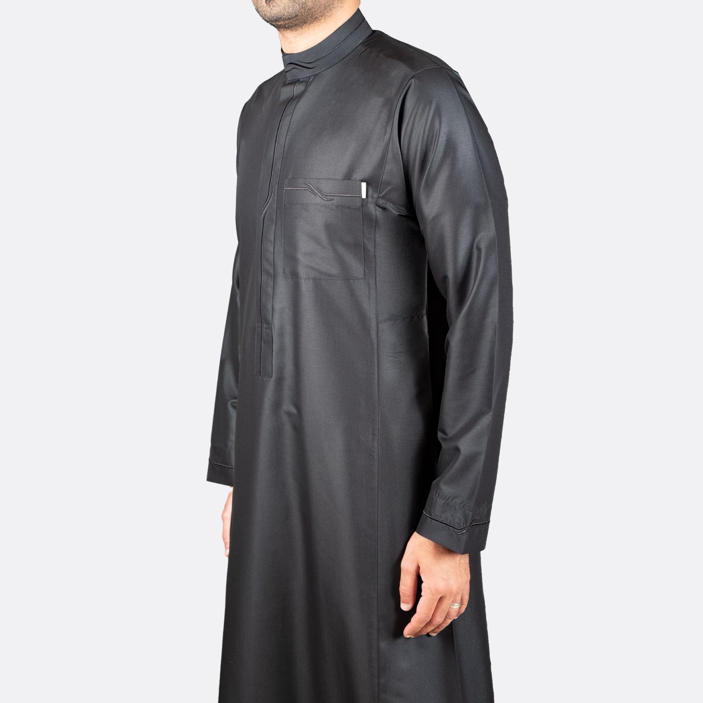 Modern Embroidery Thobe - Black