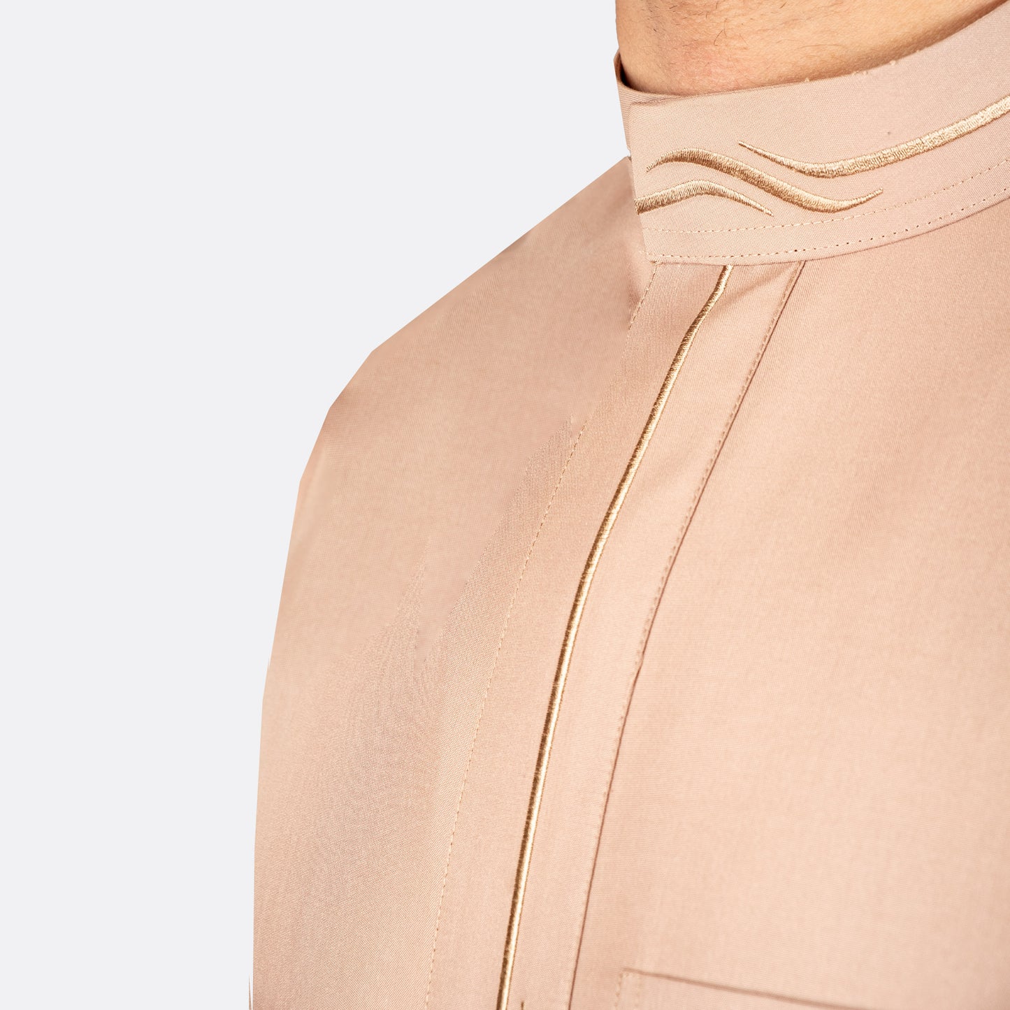 Modern Embroidery Thobe - Camel