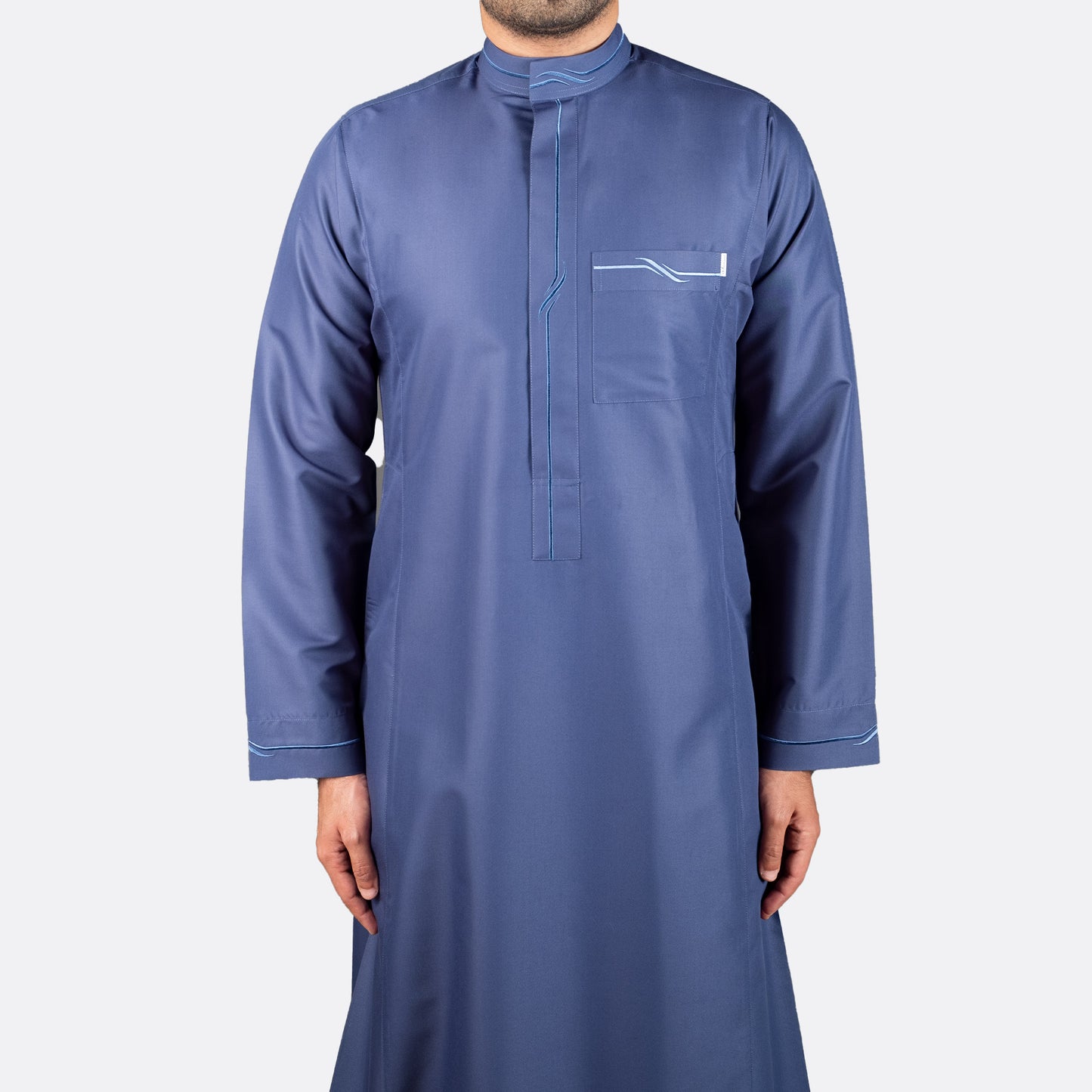 Modern Embroidery Thobe - Dark blue