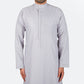 Modern Embroidery Thobe - Light Grey